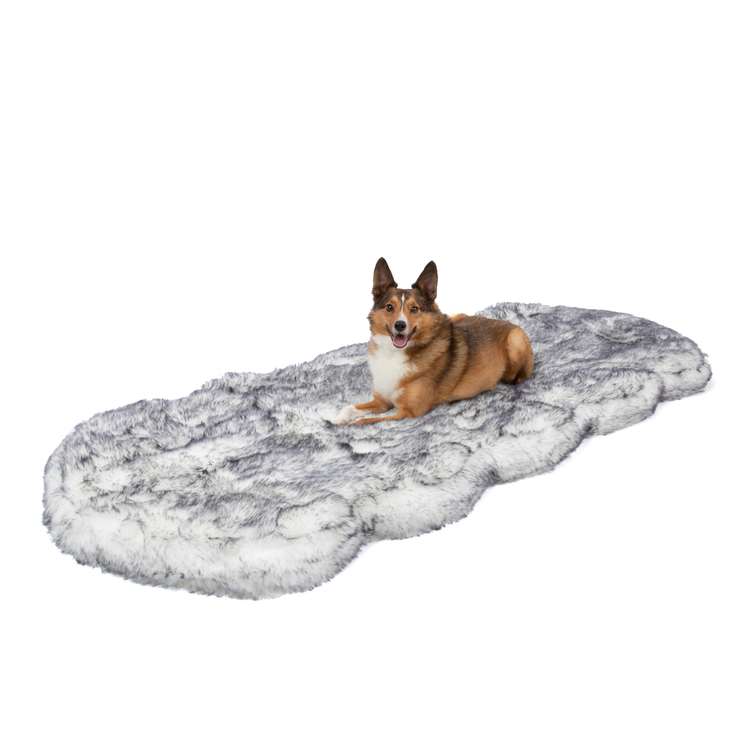 PupRug® Luxe Orthopedic Runner Bed + Matching Waterproof Blanket Bundle - Ultra Plush Arctic Fox