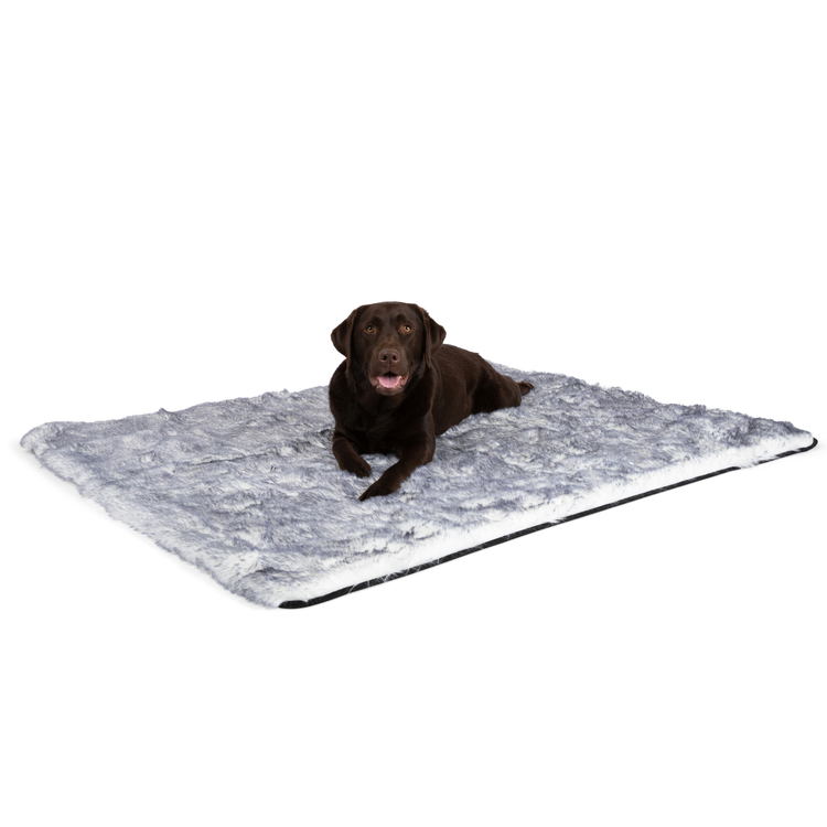 PupRug® Luxe Orthopedic Runner Bed + Matching Waterproof Blanket Bundle - Ultra Plush Arctic Fox