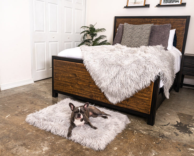 PupRug® Bundle - Orthopedic Bed Rectangle, Grey + Matching Waterproof Blanket - Giant