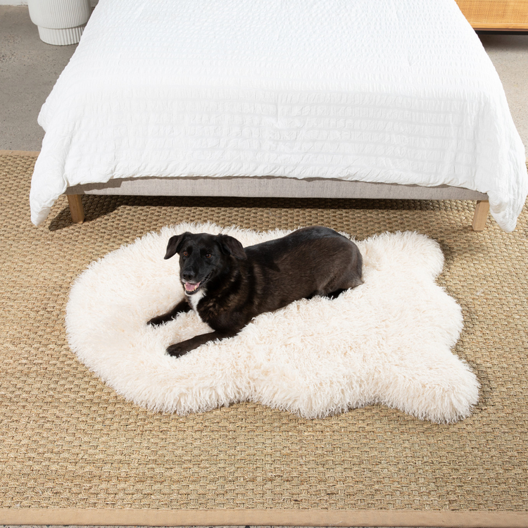 PupRug® Luxe Faux Fur Orthopedic Dog Bed - Plush Sheep Ivory