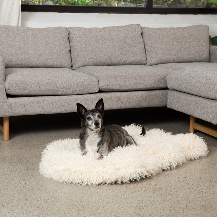 PupRug® Luxe Faux Fur Orthopedic Dog Bed - Plush Sheep Ivory