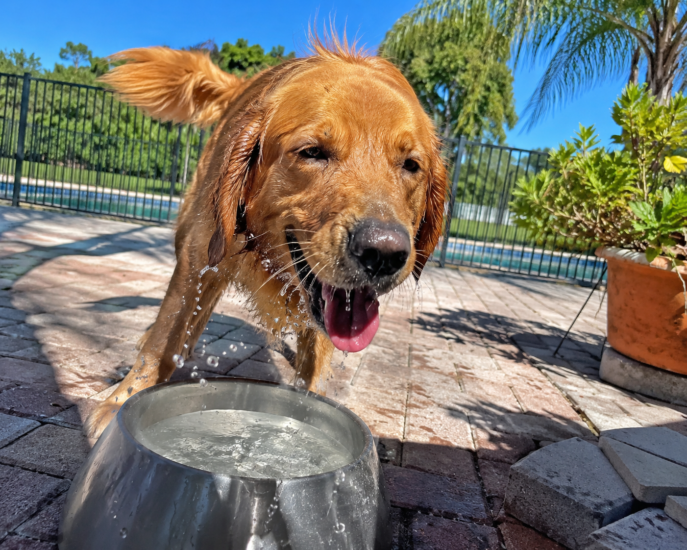 Dog drinking water