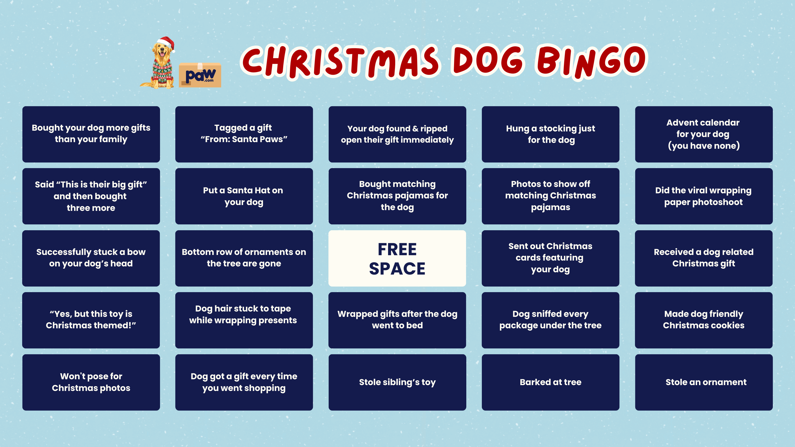 Dog Parent Christmas Bingo: A Hilariously Relatable Holiday Game for Dog Lovers