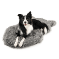 PupRug™ Faux Fur Charcoal Grey Orthopedic Dog Bed + FREE Holiday Plaid Bed Cover