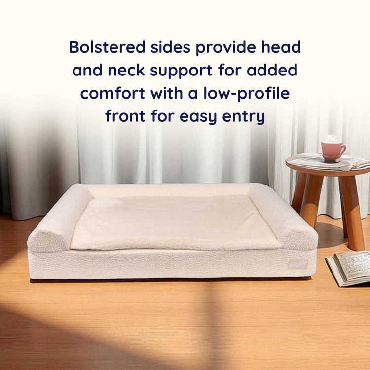 PupLuxe™ 3-Bolster Dog Bed - Cream Bouclé