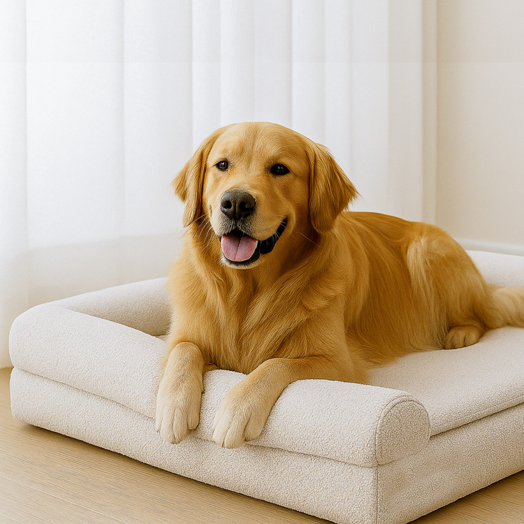 PupLuxe™ 3-Bolster Dog Bed - Cream Bouclé