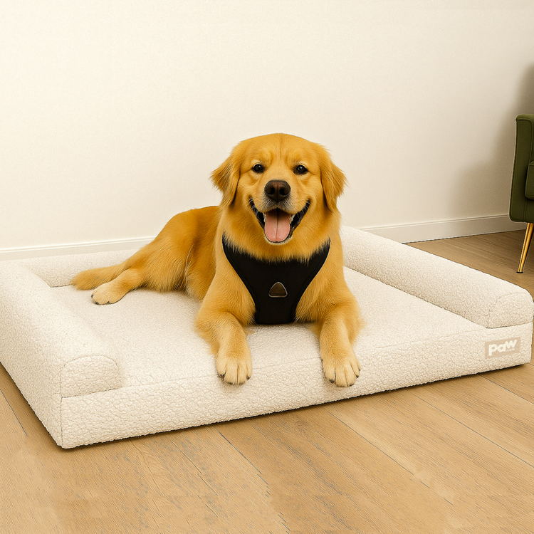 PupLuxe™ 3-Bolster Dog Bed - Cream Bouclé