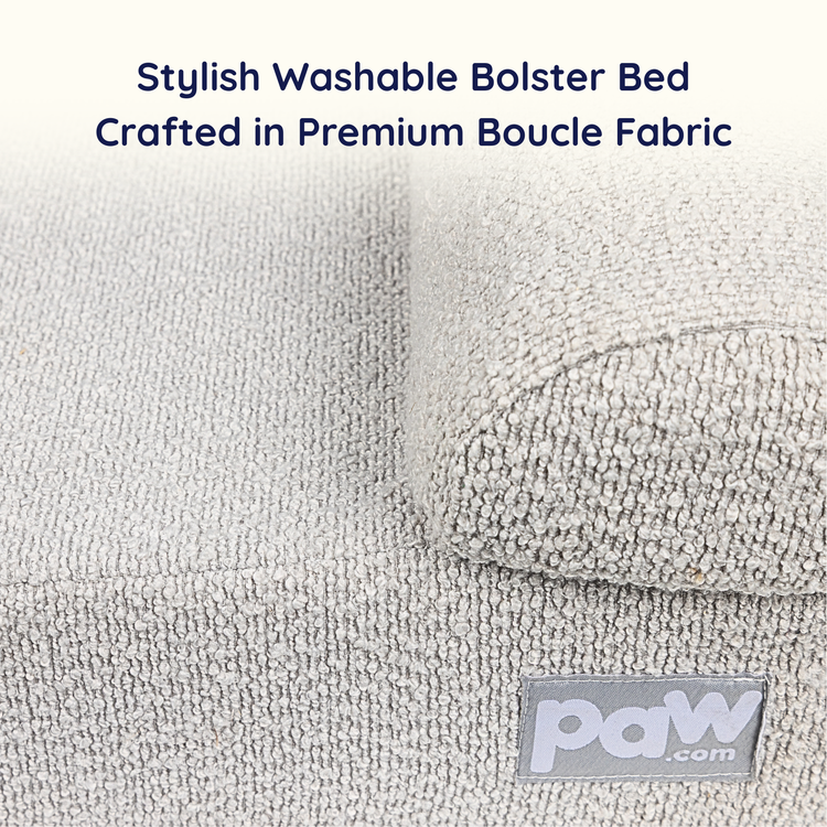 PupLuxe™ 3-Bolster Dog Bed - Grey Bouclé