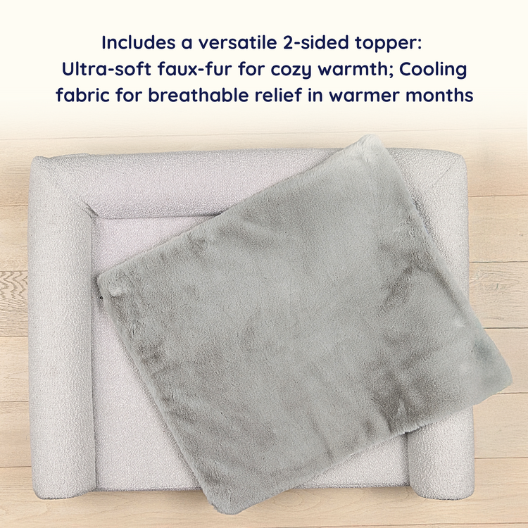 PupLuxe™ 3-Bolster Dog Bed - Grey Bouclé