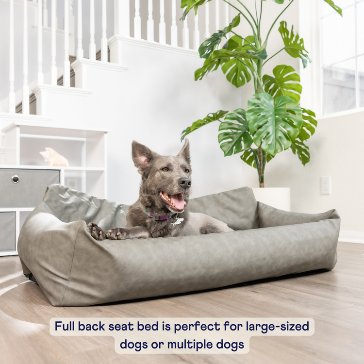 PupProtector™ Faux Leather Memory Foam Dog Car Bed - Slate Gray