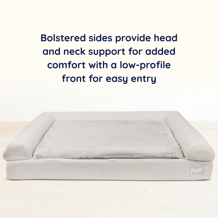 PupLuxe™ 3-Bolster Dog Bed - Grey Bouclé