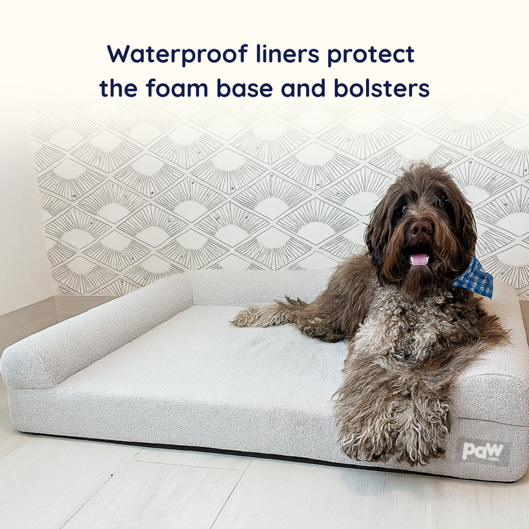 PupLuxe™ 3-Bolster Dog Bed - Grey Bouclé