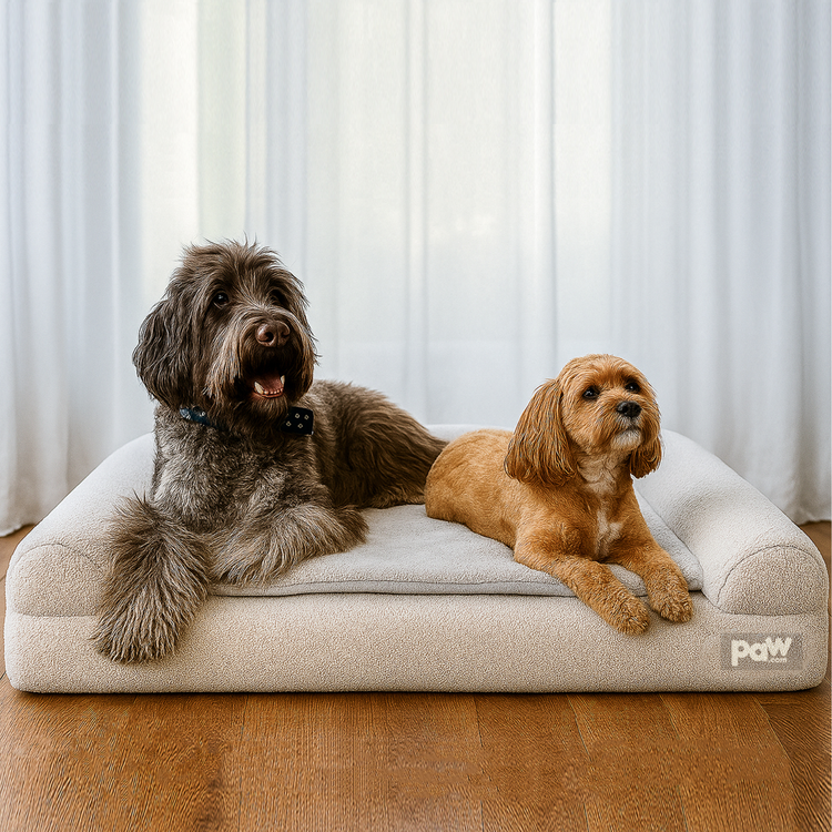 PupLuxe™ 3-Bolster Dog Bed - Grey Bouclé