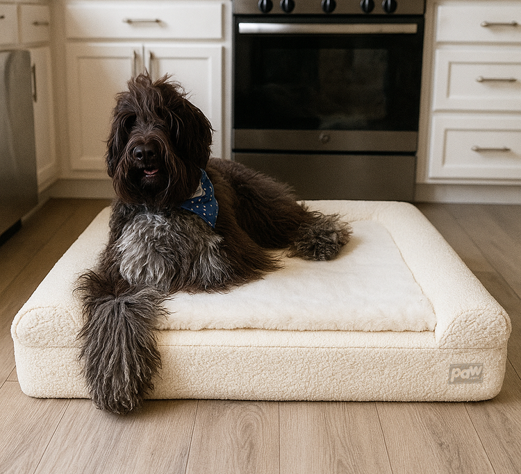 PupLuxe™ 3-Bolster Dog Bed - Cream Bouclé