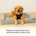 PupLuxe™ 3-Bolster Dog Bed - Grey Bouclé