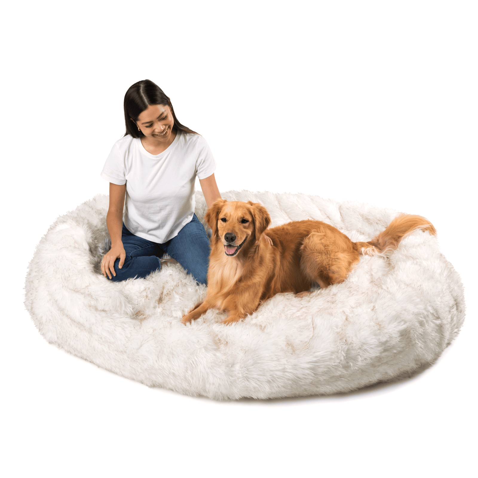 PupCloud™ Bundle Human Dog Bed & Waterproof Blanket, White