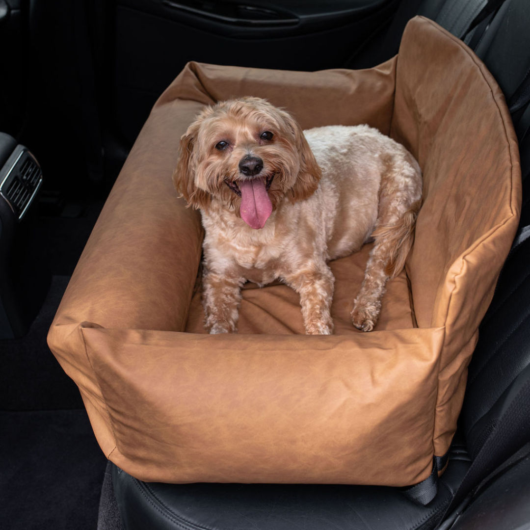 PupProtector Brown Faux Leather Car Dog Bed