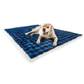 dog lying on blue plaid faux fur pet blanket