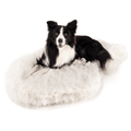 PupRug™ Faux Fur Polar White Orthopedic Dog Bed + FREE Holiday Plaid Bed Cover