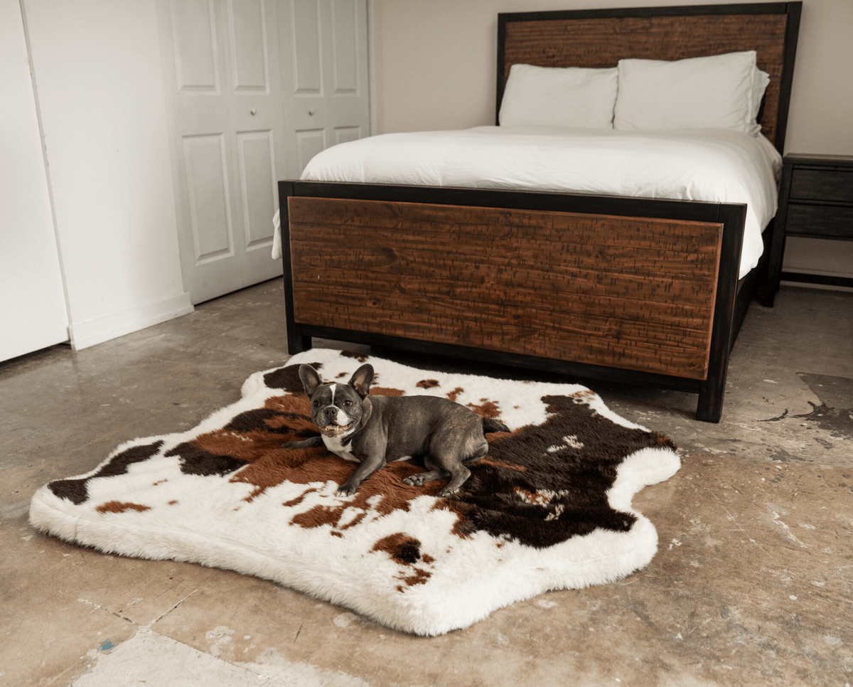 Brown Faux Cowhide Dog Bed - Rug Look – Paw.com